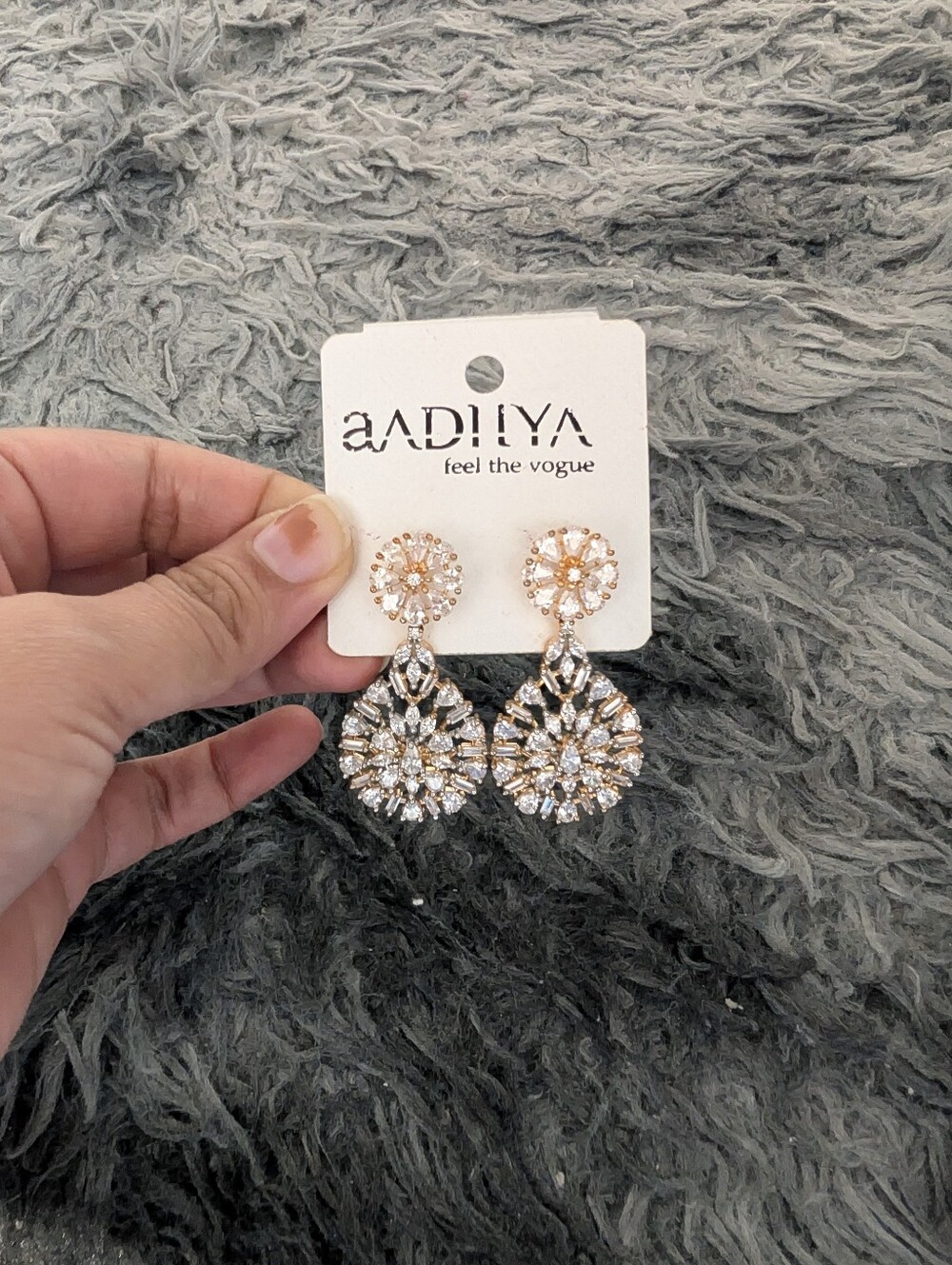Aadiya Rose Gold and Clear Crystal Drop Earrings